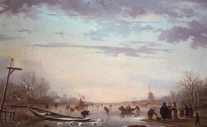 Scène de Patinage en Hiver