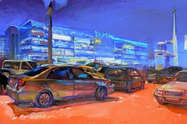 Rue nocturne colorée