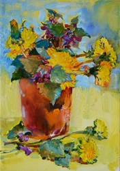 Bouquet de pissenlits et de fleurs des champs