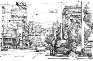 Une rue de la ville en détail