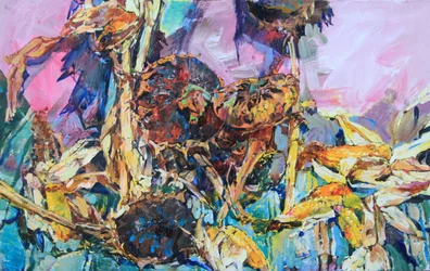 Tableau représentant des tournesols séchés