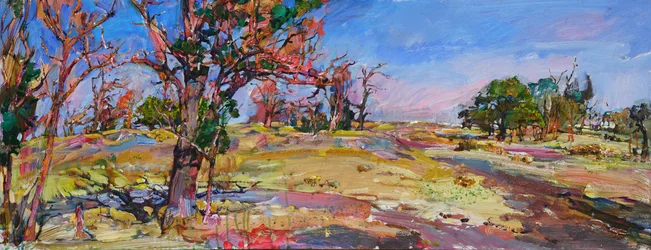 Un sentier coloré à flanc de colline