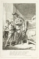 Minerva enseignant à un jeune artiste, illustration pour le Catalogue historique du Cabinet par Mariette