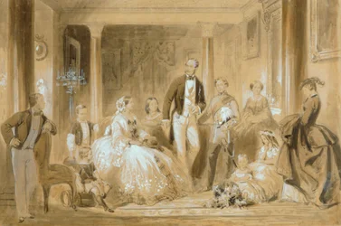 Famille royale dans la salle à manger à Osborne House