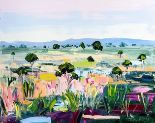 Paysage champêtre aux couleurs vives