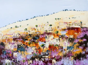 Des fleurs éclatantes à flanc de colline