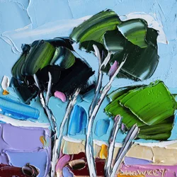 Arbres aux couleurs vives peints à l