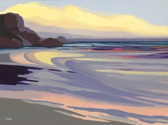 Lueur du coucher de soleil sur la côte