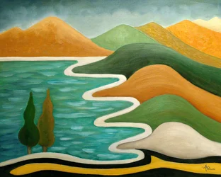 Paysage fluvial abstrait