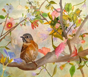 Un charmant oiseau en pleine floraison