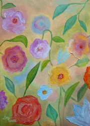 Fleurs peintes aux couleurs vives