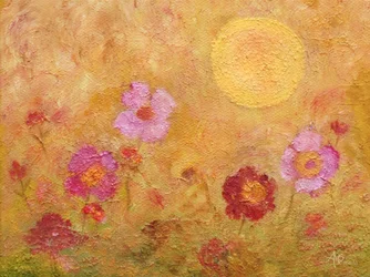 Fleurs dorées baignées de soleil
