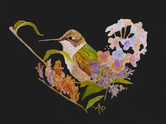 Fleurs en forme de cœur et de colibri