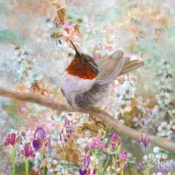 Colibri parmi les fleurs