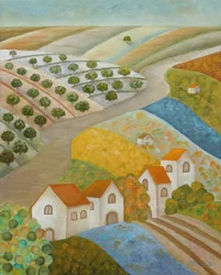 Scène de village idyllique