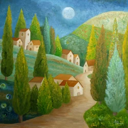 Un village toscan au clair de lune
