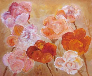 Fleurs en impasto rose pêche