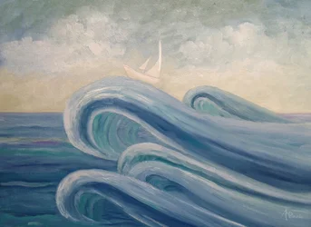 Naviguer sur les vagues bleues