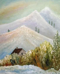 Le chalet de la montagne enneigée