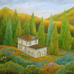 Maison à flanc de colline en Toscane