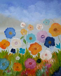 Fleurs peintes aux couleurs vives