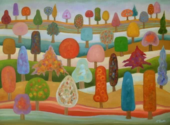 Paysage arboré aux couleurs vives