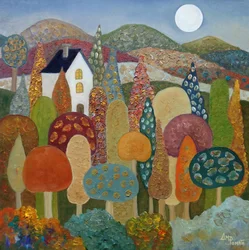 Paysage fantaisiste au clair de lune