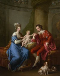 Edward Smith Stanley, douzième comte de Derby, avec sa première épouse et leur fils