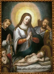 La Sainte Famille avec Saint Jean-Baptiste et Saint Dominique. Peinture d