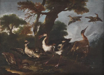 Paysage avec des oiseaux