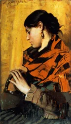 Femme du peuple avec un réchaud