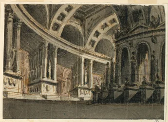 Décor de scène, intérieur de palais