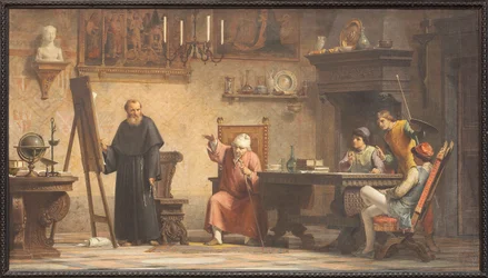 Piero della Francesca dicte les règles de géométrie à Luca Pacioli