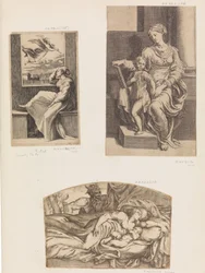 Femme et ange, Vierge et Enfant, Satyre regardant une jeune mère et son enfant dormant, 1555-1567