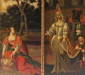 Paravent à quatre volets double face, vers 1700