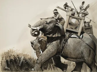 La bataille de Zama en 202 avant J.-C. (gouache sur papier)
