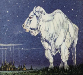Le buffle blanc (lithographie couleur)