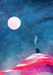 Une maison douillette sous la lune