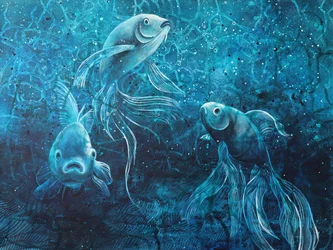 Trois poissons rouges éthérés