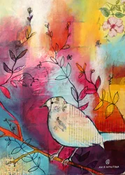Oiseau fantaisiste sur une branche
