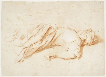 Figure masculine allongée en costume oriental. Verso : Esquisse d