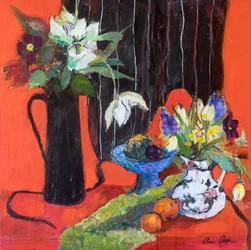 Nature Morte de Cuisine sur Rouge, 2019