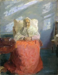 Mme Ane Brøndum dans la chambre bleue