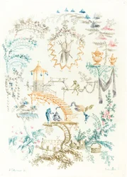 Arabesque chinoise avec un singe, début des années 1760