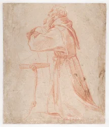 Carracci - Études pour une figure de saint François agenouillé de profil (verso), 1583-85