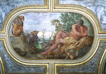 Hercule et le Sphinx avec Cerbère, du « Camerino », 1596