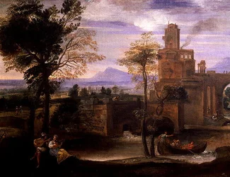 Paysage romain avec un pont (détail)