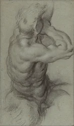 Étude de Triton soufflant dans une conque (recto) ; Étude partielle d