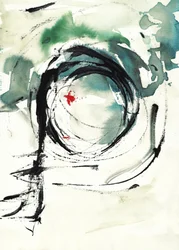 Cercle noir, éclaboussure rouge