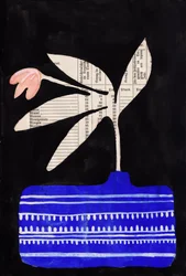 Vase bleu, fleur rose